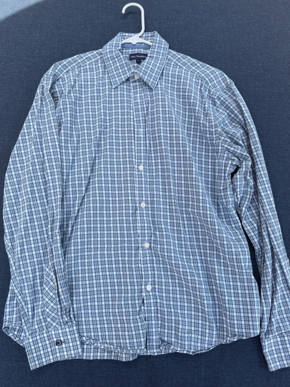 Men's Blue Plaid Button-Down Shirt - Casual Long Sleeve